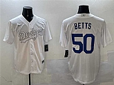 Men's Los Angeles Dodgers #50 Mookie Betts White Fashion Cool Base Stitched Jersey,baseball caps,new era cap wholesale,wholesale hats